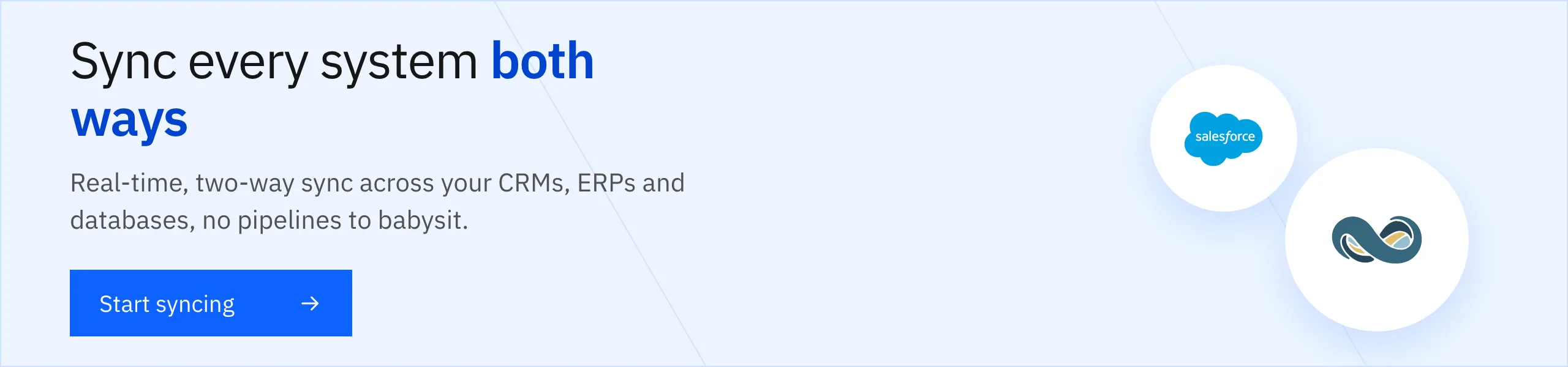 Sync every system both ways in real time with Stacksync.
