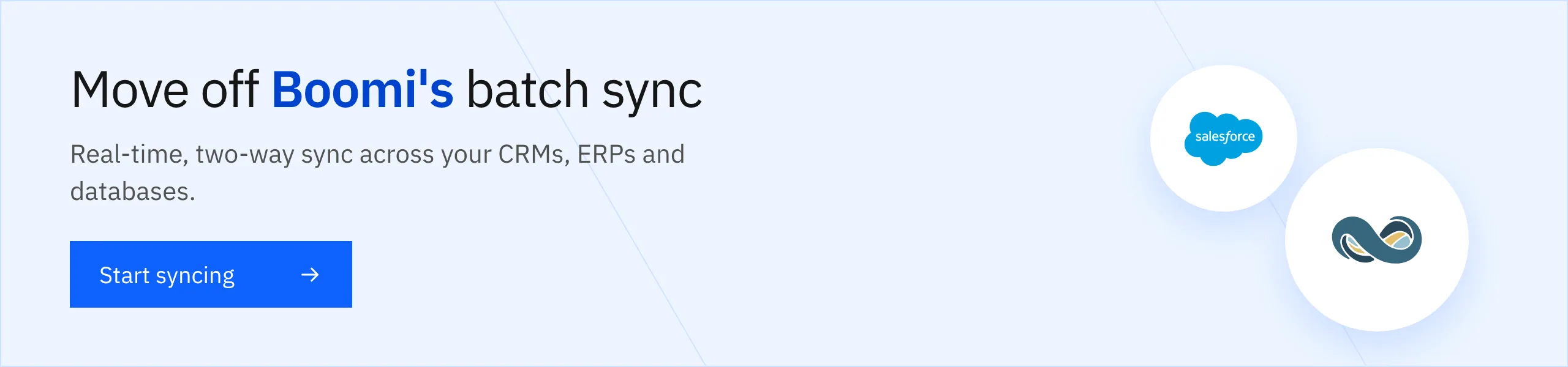 Move off Boomi batch sync. Keep CRMs, ERPs and databases in real-time sync with Stacksync.