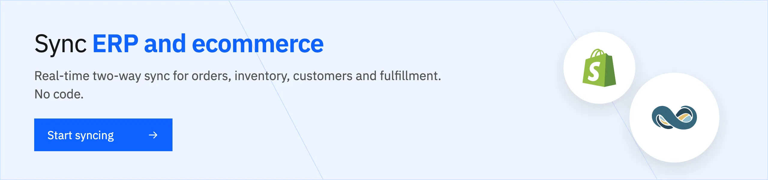 Sync ERP and ecommerce with real-time two-way sync. Start syncing.