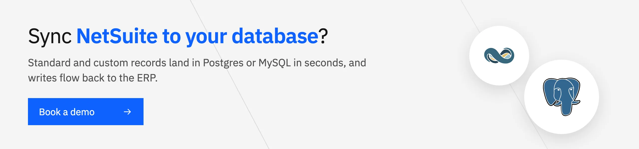 Sync NetSuite to your database? Standard and custom records in Postgres or MySQL in seconds. Book a demo.