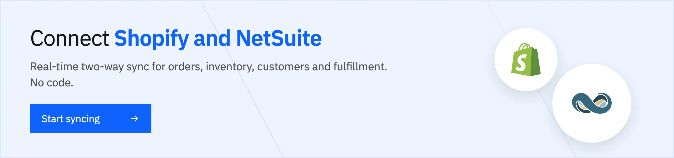 Connect Shopify and NetSuite with real-time two-way sync. Start syncing.