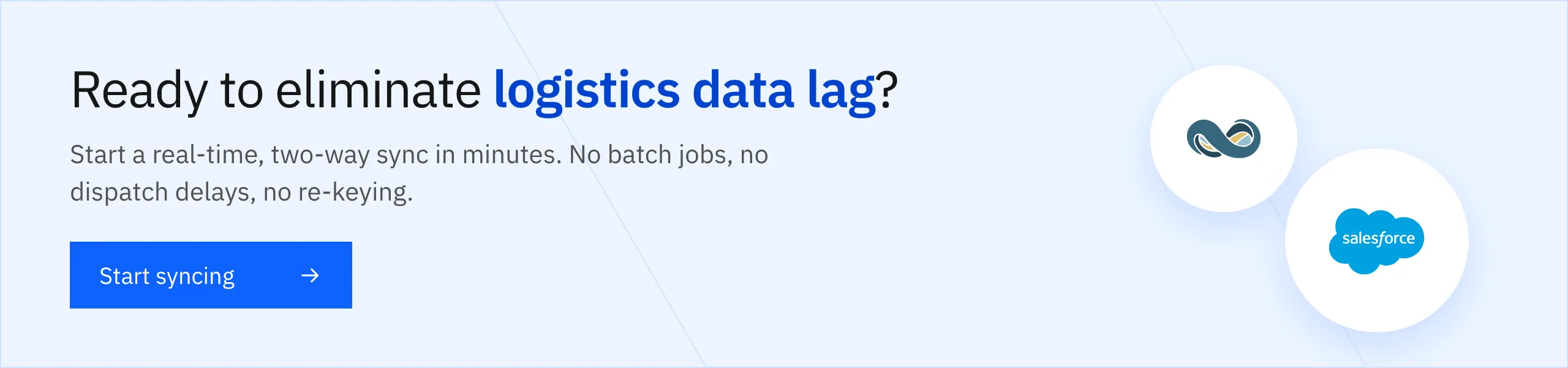Ready to eliminate logistics data lag? Start syncing with Stacksync.